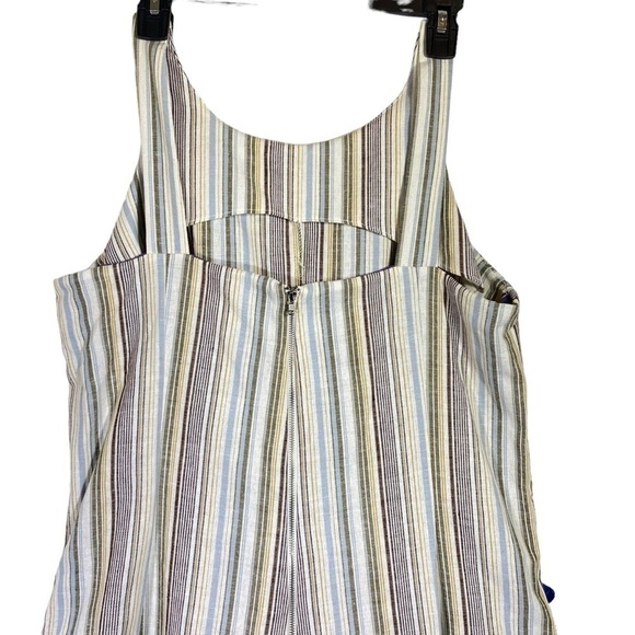 VIVI by VIOLET WEEKEND Plus Size 16 Cropped Jumpsuit Blue tan White Linen Blend - Picture 7 of 10